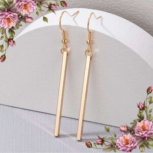 Copper Rectangle Drop Earrings